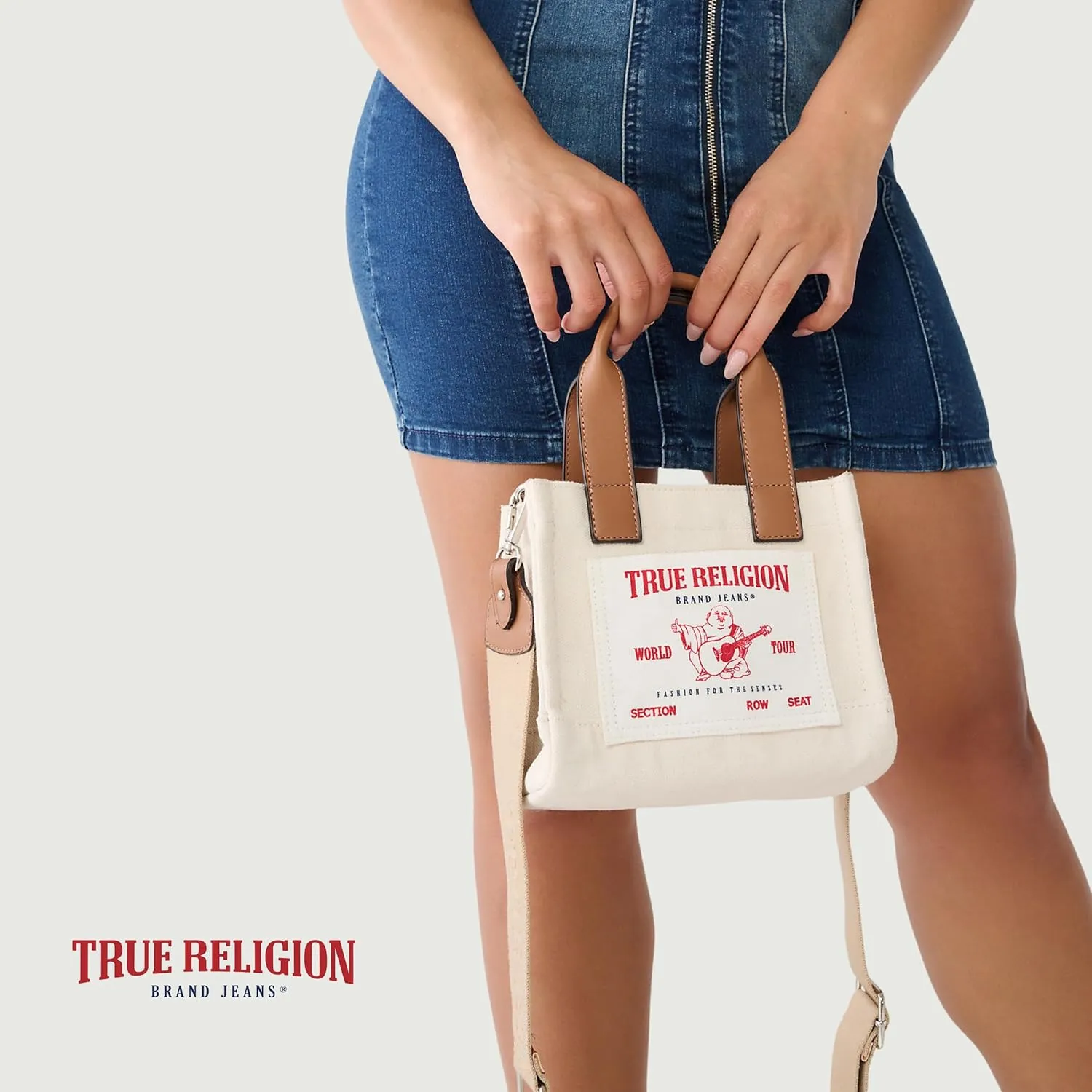 True Religion Tote Bag, Women's Mini Travel Shoulder Bag with Adjustable Strap