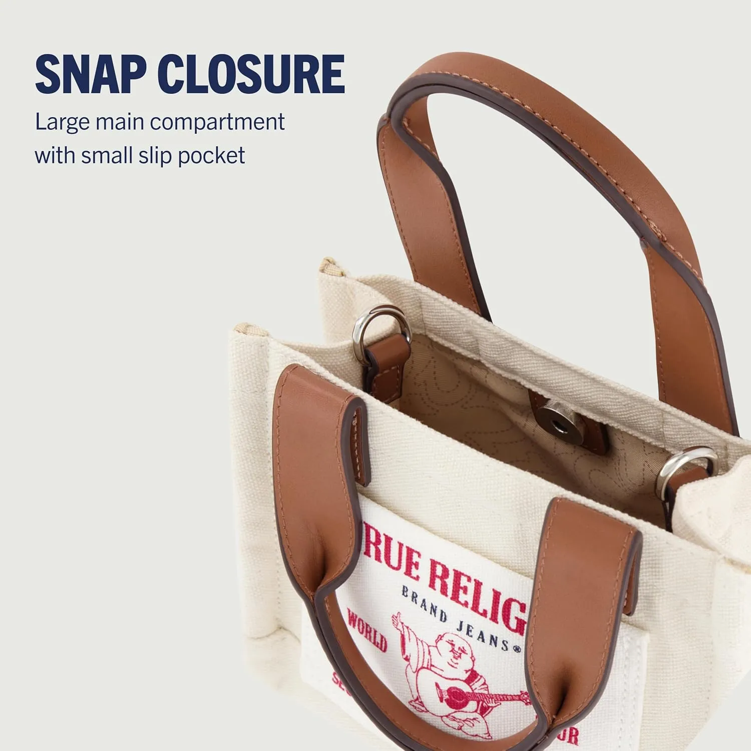 True Religion Tote Bag, Women's Mini Travel Shoulder Bag with Adjustable Strap