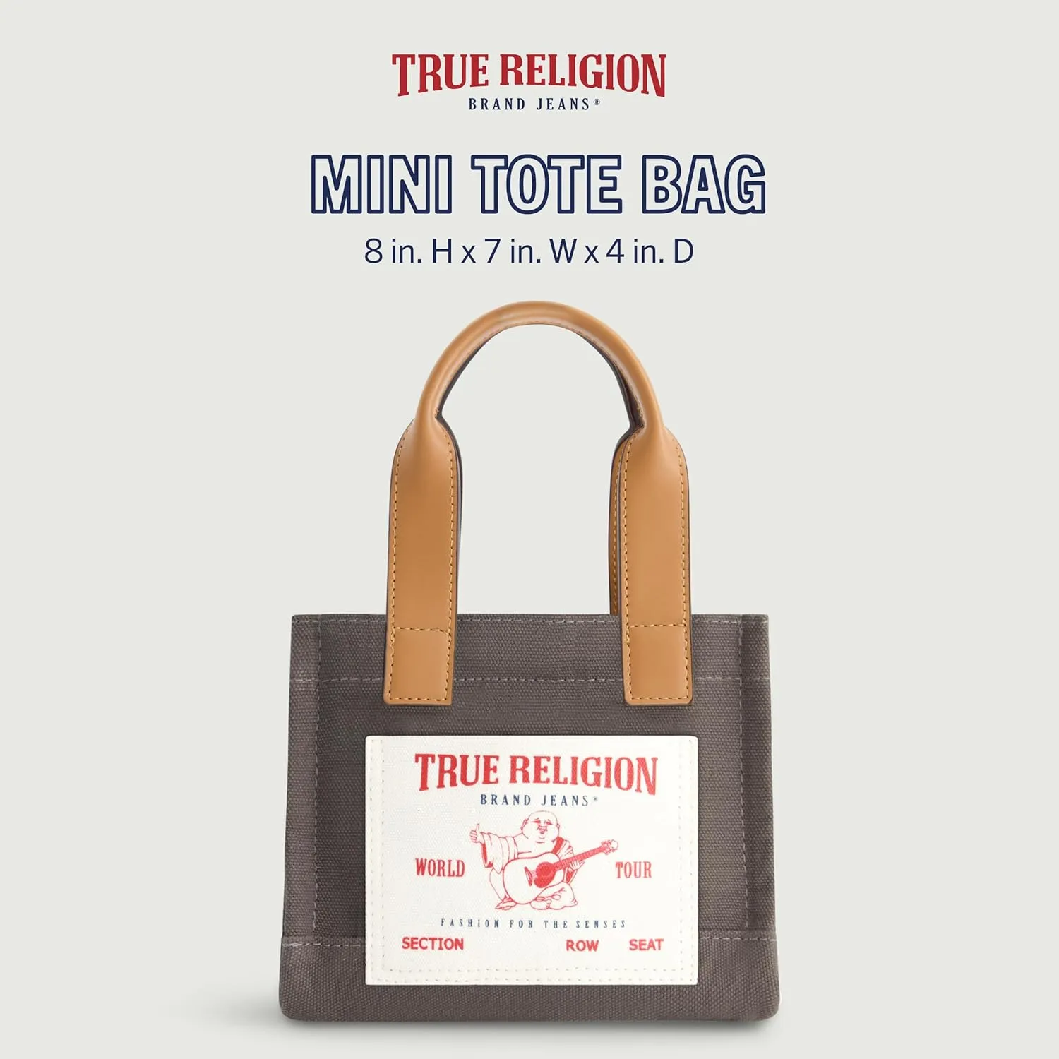 True Religion Tote Bag, Women's Mini Travel Shoulder Bag with Adjustable Strap