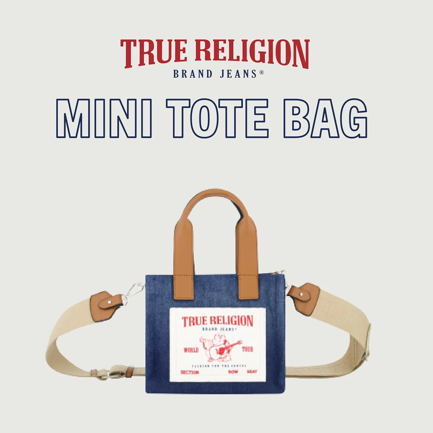 True Religion Tote Bag, Women's Mini Travel Shoulder Bag with Adjustable Strap