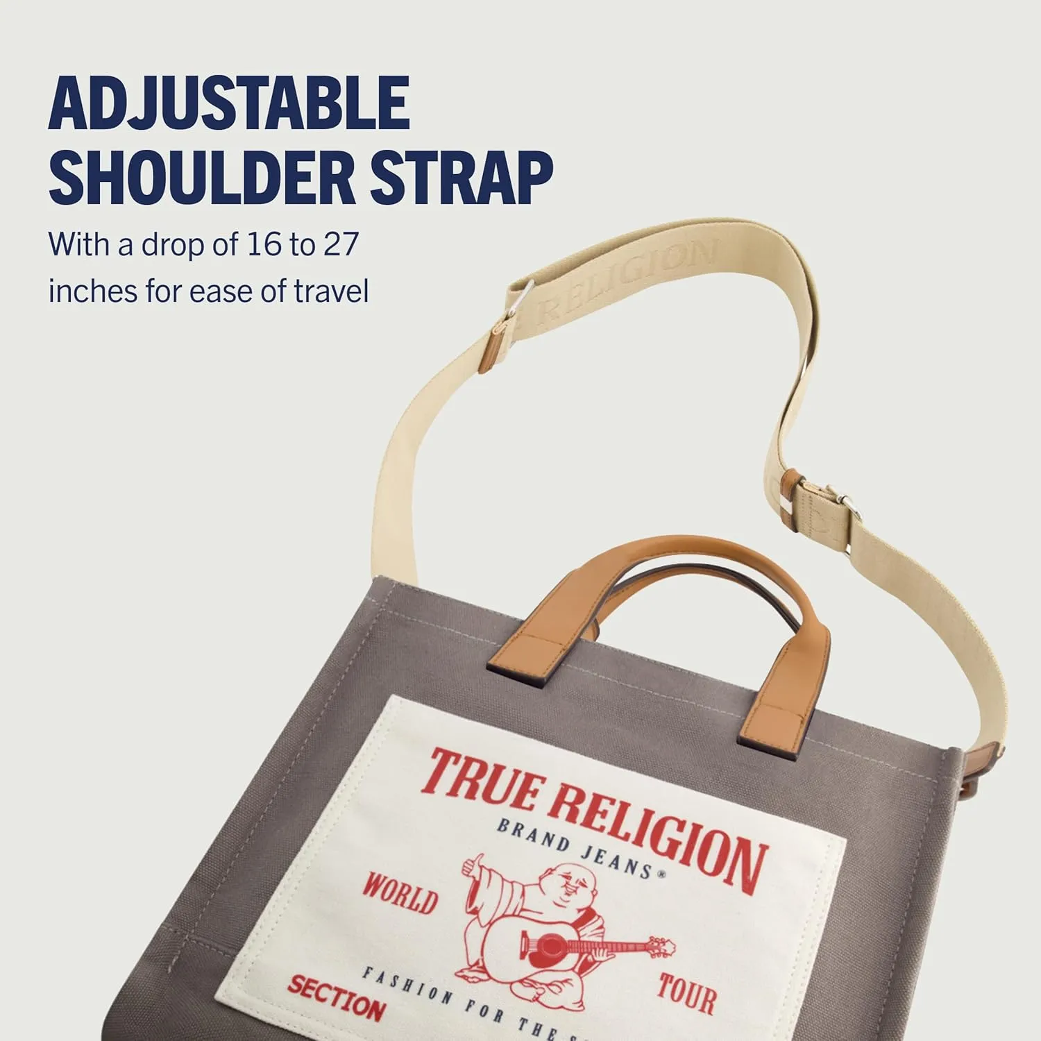 True Religion Tote, Women's Medium Travel Shoulder Bag with Adjustable Strap