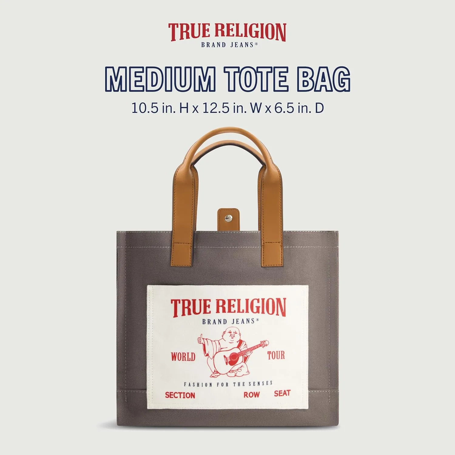 True Religion Tote, Women's Medium Travel Shoulder Bag with Adjustable Strap