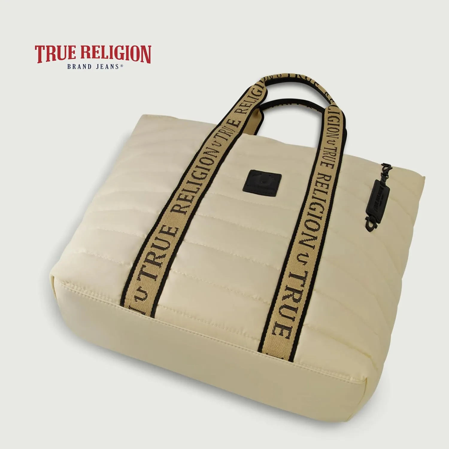 True Religion Women's Tote Bag, Quilted Nylon Travel Purse Handbag
