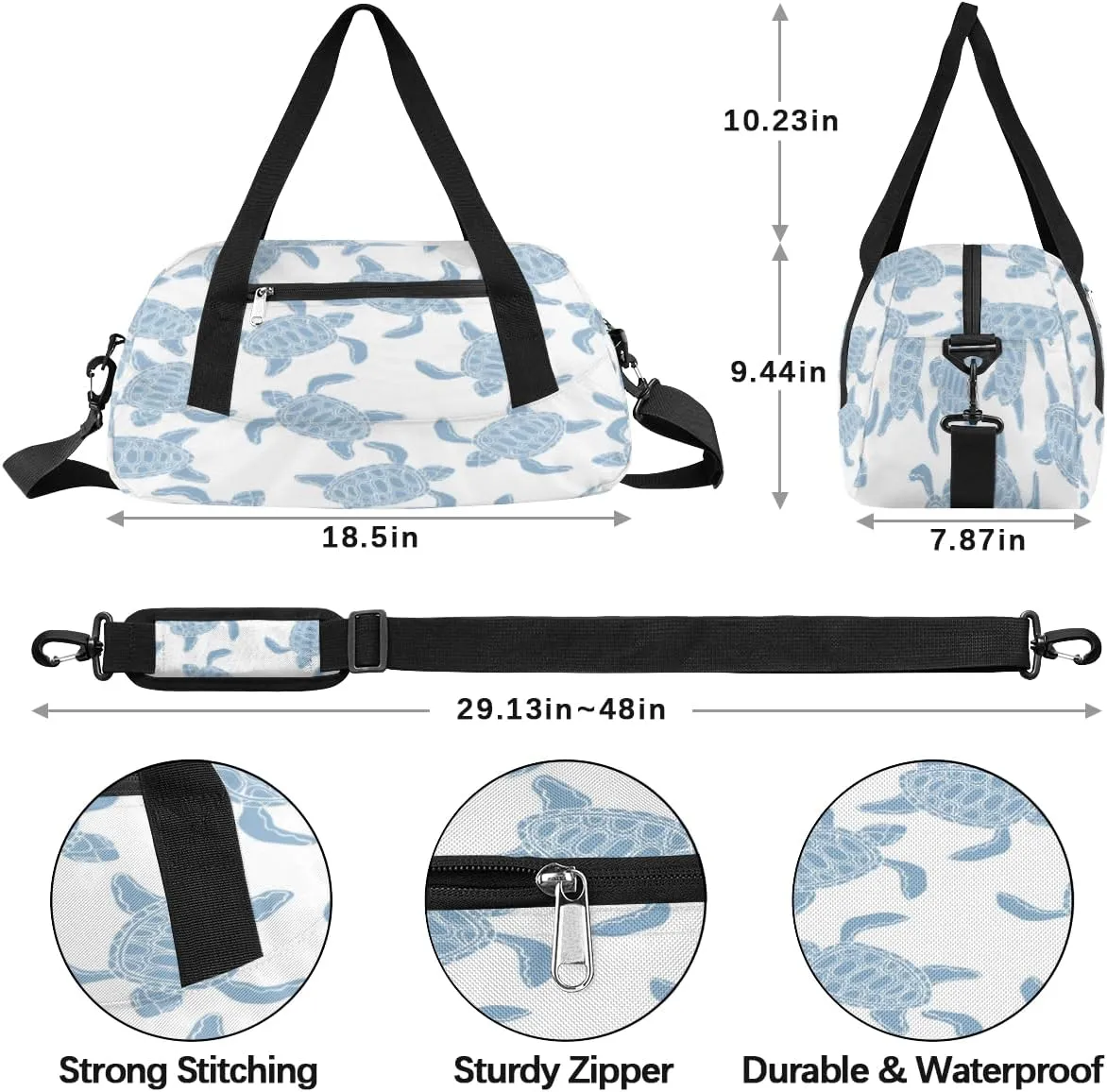 Turtles Print Gym Bag, Duffle Bag, Weekender Bag, Duffel Bag, Overnight Bag, Travel Duffel Bag, Dance Bag, Tote Bag, Beach Bag, Pool Bag, Gym Duffle Bag, Carry on Bag