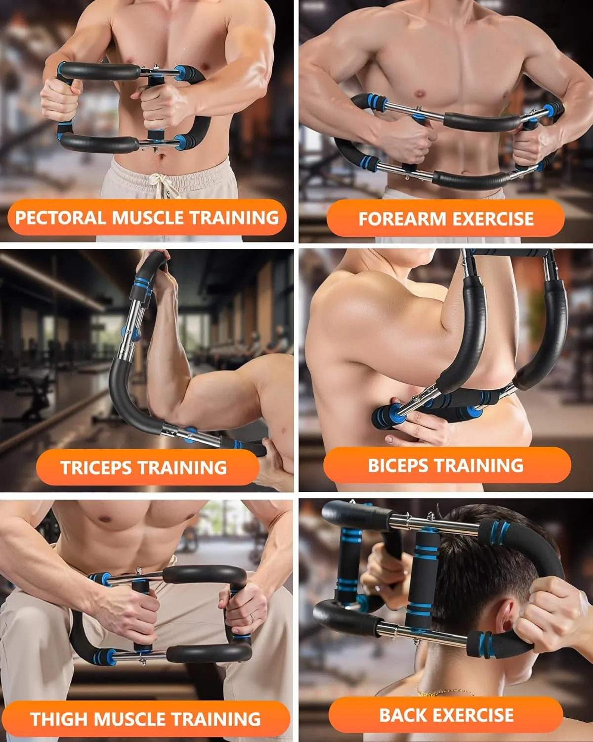 Twister Arm Exerciser, Adjustable Resistance Spring Workout Bar for Chest, Arms, Shoulders and Forearms Muscle Training, Portable Home Fitness Equipment, Upper Body Strength Trainer