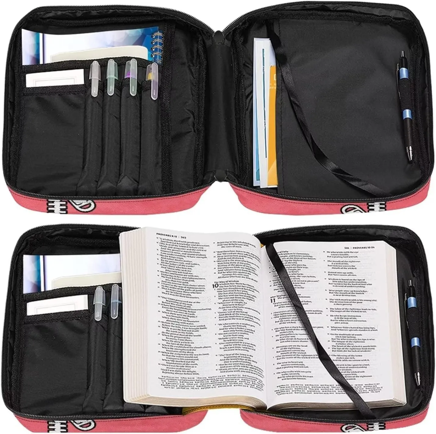 Uasibuni Colorful Bible Cover Case with Zip Pockets Pray Church Bag Bible Study Tote Book Cover Ipad Purse for Kids Girls Boys Christian School Cosmetic Bag Briefcase Carry Book Case Handbag