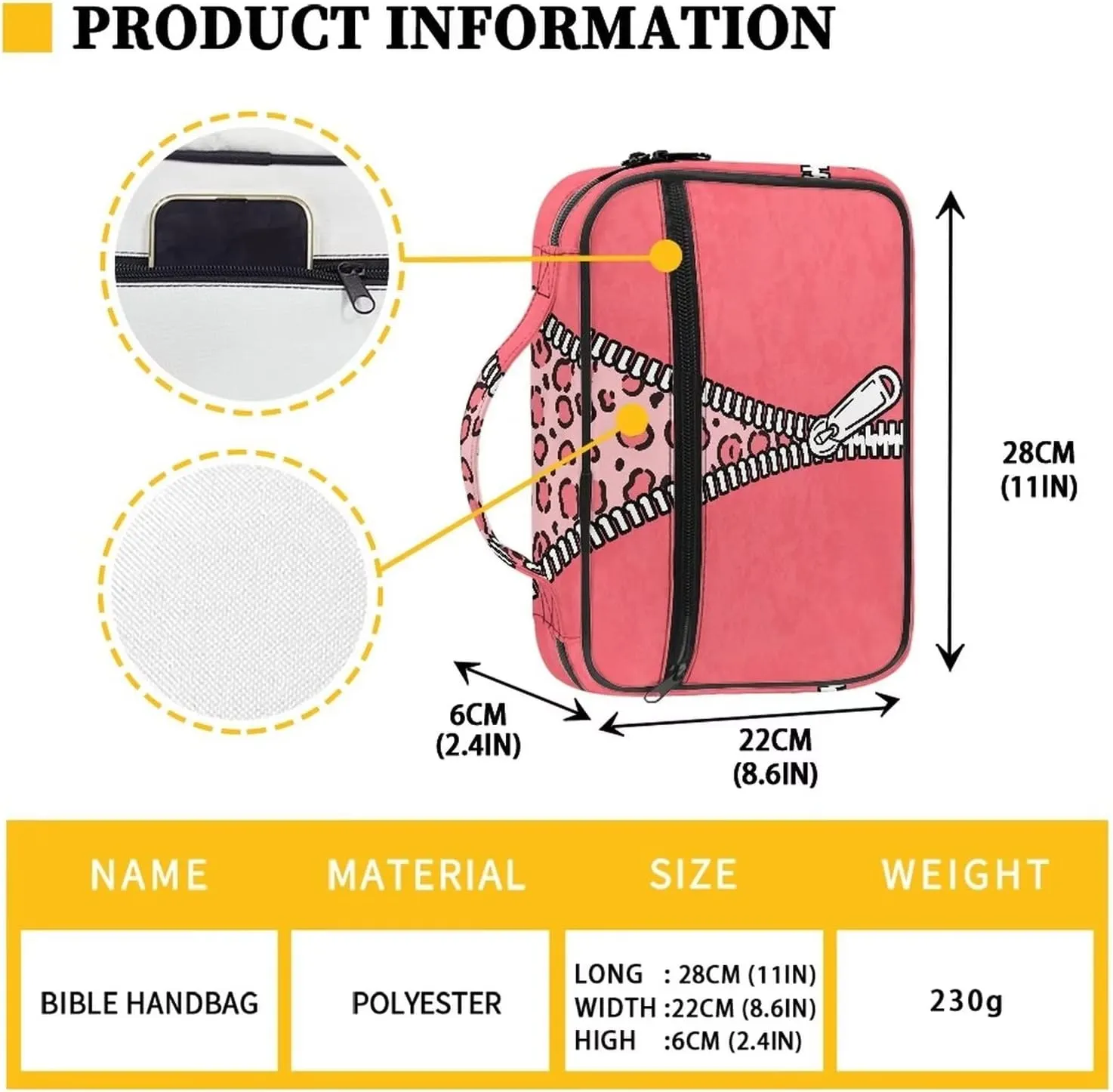 Uasibuni Colorful Bible Cover Case with Zip Pockets Pray Church Bag Bible Study Tote Book Cover Ipad Purse for Kids Girls Boys Christian School Cosmetic Bag Briefcase Carry Book Case Handbag