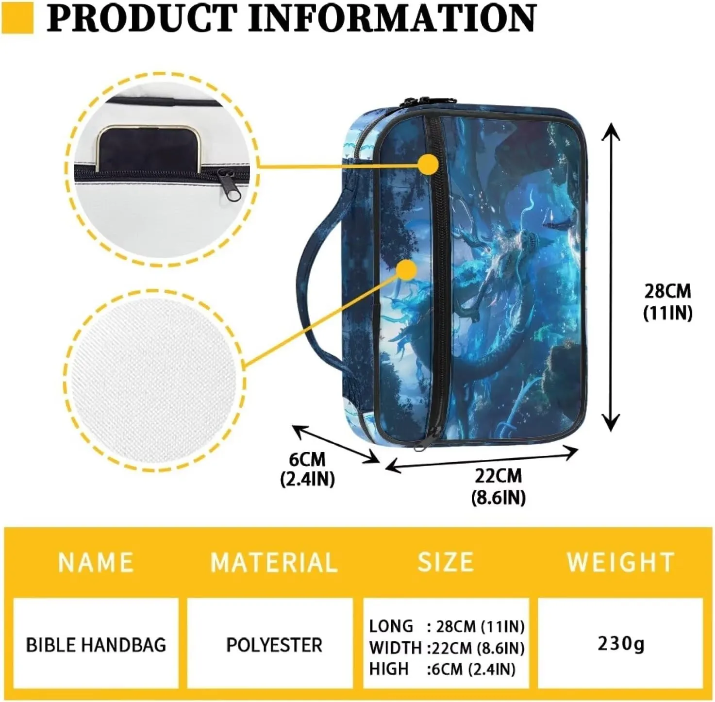Uasibuni Extra Large Bible Cover Women Tote Bag Men Bible Carrying Case