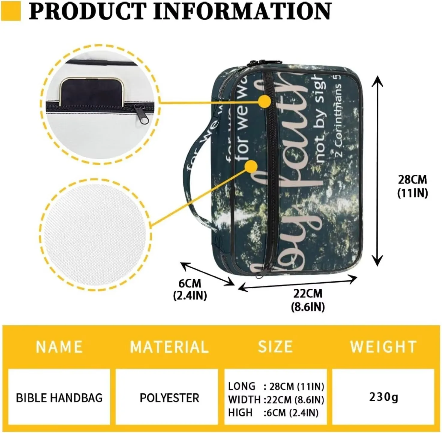 Uasibuni Extra Large Bible Cover Women Tote Bag Men Bible Carrying Case