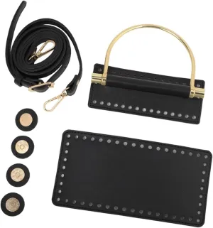 UGPLM DIY PU Leather Crochet Bag DIY Knitting Crochet Bag Making Kit for Grandma Party, Black