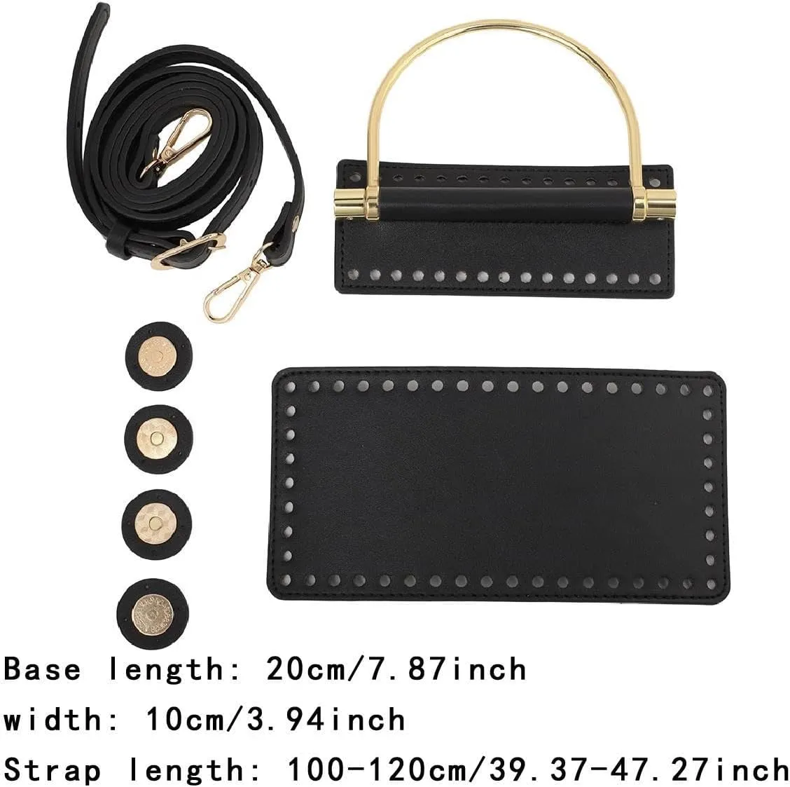 UGPLM DIY PU Leather Crochet Bag DIY Knitting Crochet Bag Making Kit for Grandma Party, Black
