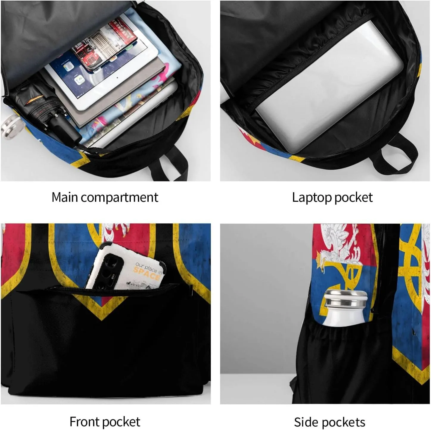 Ukraine Poland Flag Polish Ukrainian Coat Of Arms Laptop Backpack Work Travel Backpacks Business Rucksack Casual Outdoor Daypack with Adjustable Strap Bags for Sports Office Gym Hiking