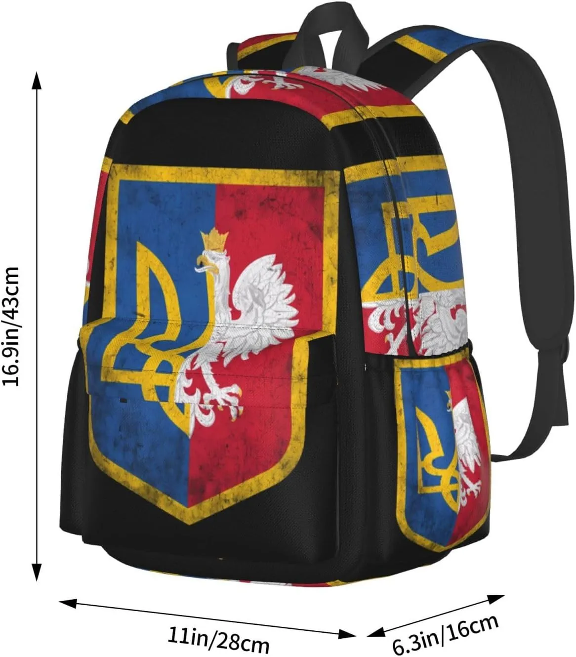 Ukraine Poland Flag Polish Ukrainian Coat Of Arms Laptop Backpack Work Travel Backpacks Business Rucksack Casual Outdoor Daypack with Adjustable Strap Bags for Sports Office Gym Hiking