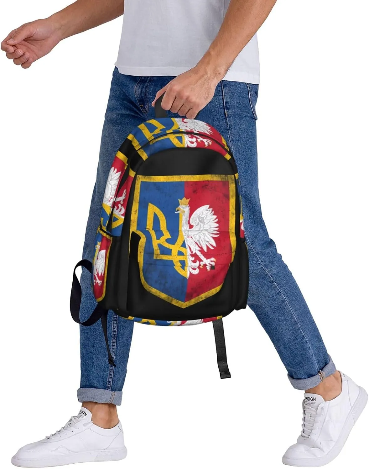 Ukraine Poland Flag Polish Ukrainian Coat Of Arms Laptop Backpack Work Travel Backpacks Business Rucksack Casual Outdoor Daypack with Adjustable Strap Bags for Sports Office Gym Hiking