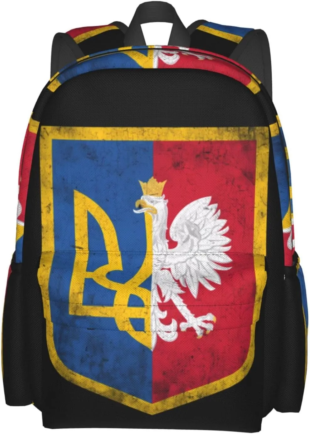 Ukraine Poland Flag Polish Ukrainian Coat Of Arms Laptop Backpack Work Travel Backpacks Business Rucksack Casual Outdoor Daypack with Adjustable Strap Bags for Sports Office Gym Hiking