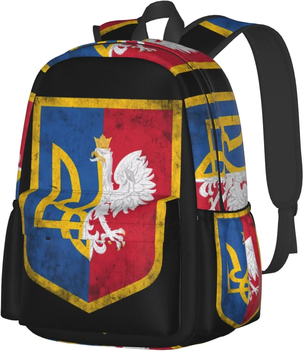 Ukraine Poland Flag Polish Ukrainian Coat Of Arms Laptop Backpack Work Travel Backpacks Business Rucksack Casual Outdoor Daypack with Adjustable Strap Bags for Sports Office Gym Hiking