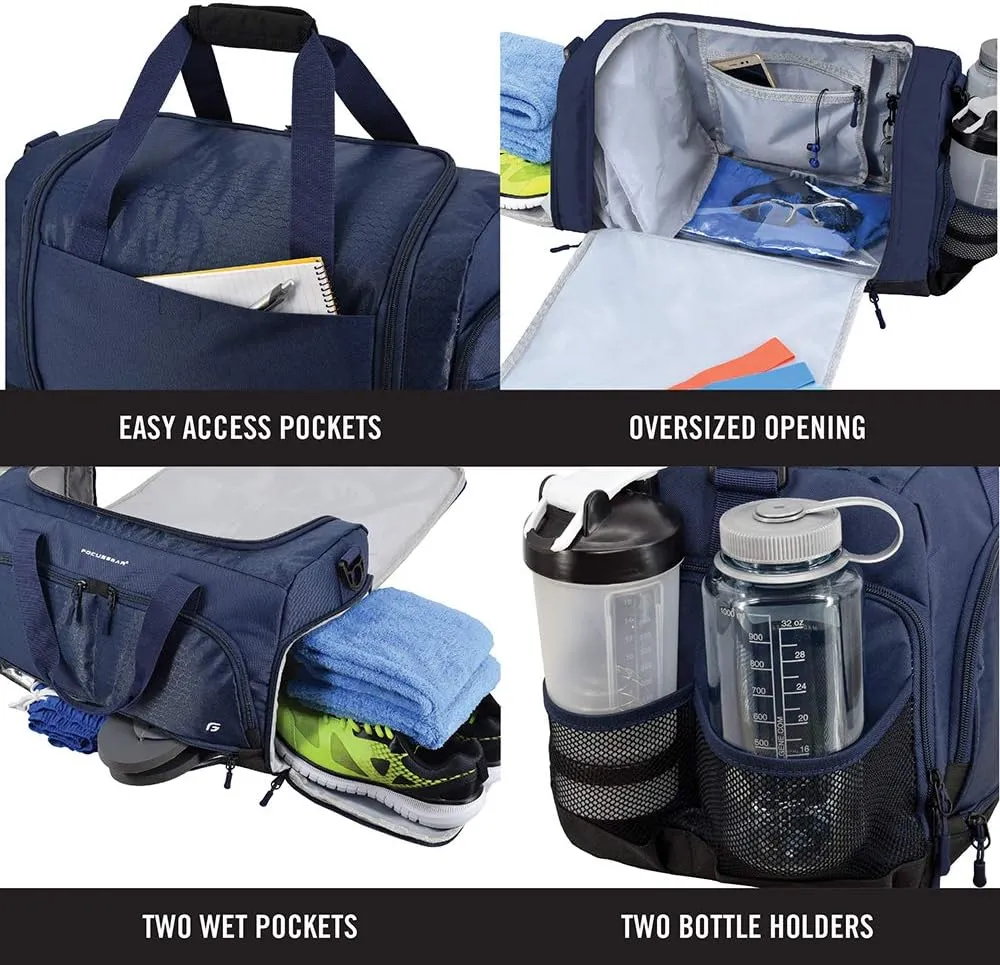 Ultimate Gym Bag 2.0: The Durable Crowdsource Designed Duffel Bag with 10 Optimal Compartments Including Water Resistant Pouch
