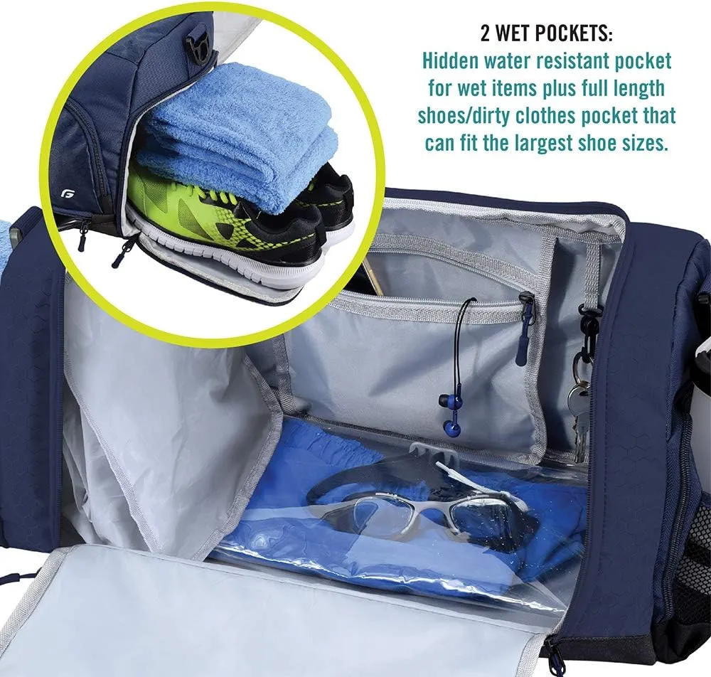 Ultimate Gym Bag 2.0: The Durable Crowdsource Designed Duffel Bag with 10 Optimal Compartments Including Water Resistant Pouch