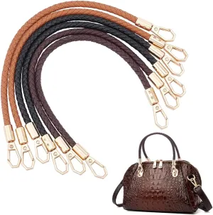 UNICRAFTALE 6Pcs 11.7" PU Braided Purse Straps Handles 3 Colors Leather Handbag Handles with Alloy Swivel Clasps Bag Handle Strap Replacement for Handbags Shoulder Bag Crafts Making
