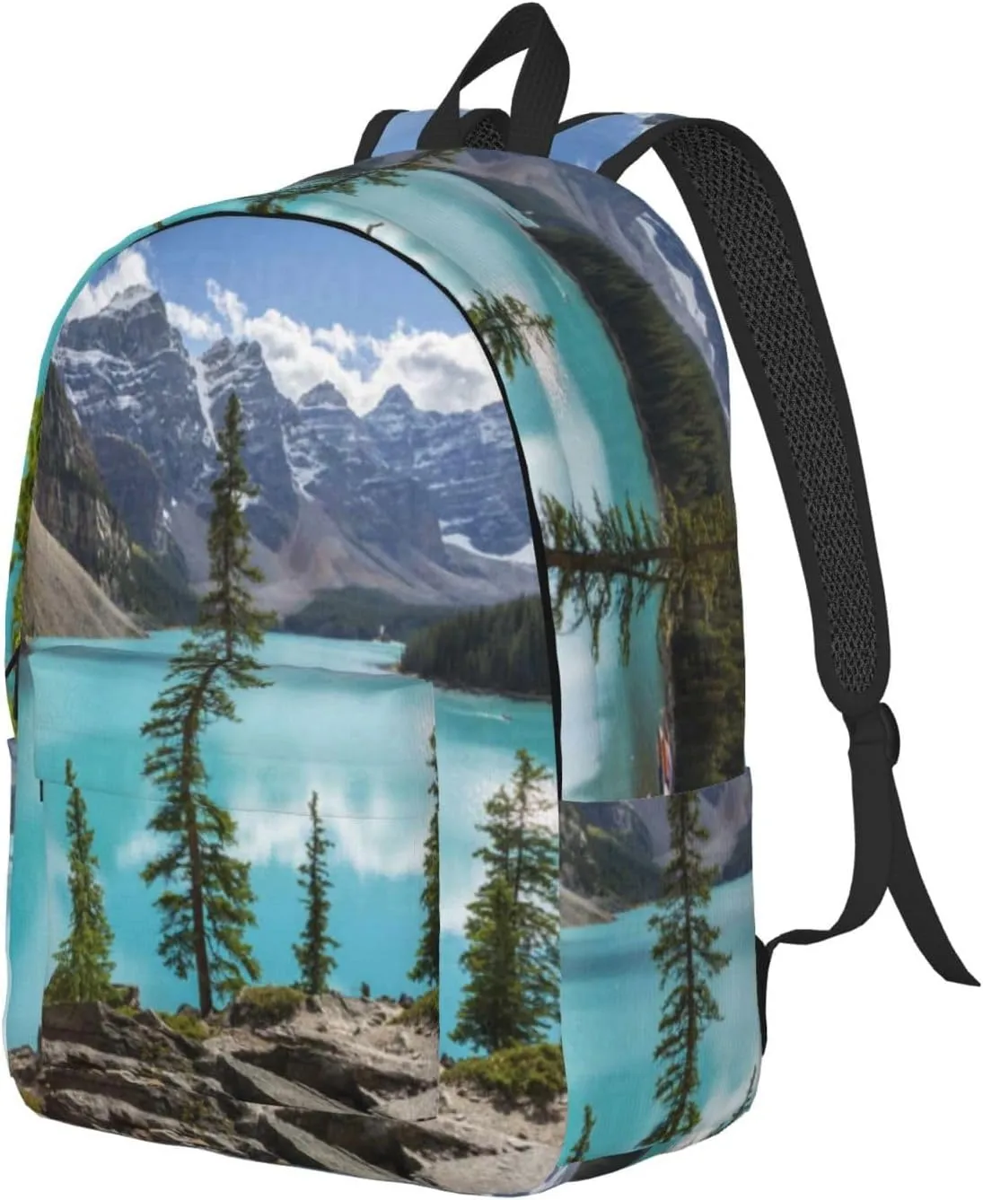 UNIOND Moraine Lake and the Valley Printed Canvas Backpack Laptop Backpack Large Capacity Bag for Travel Office