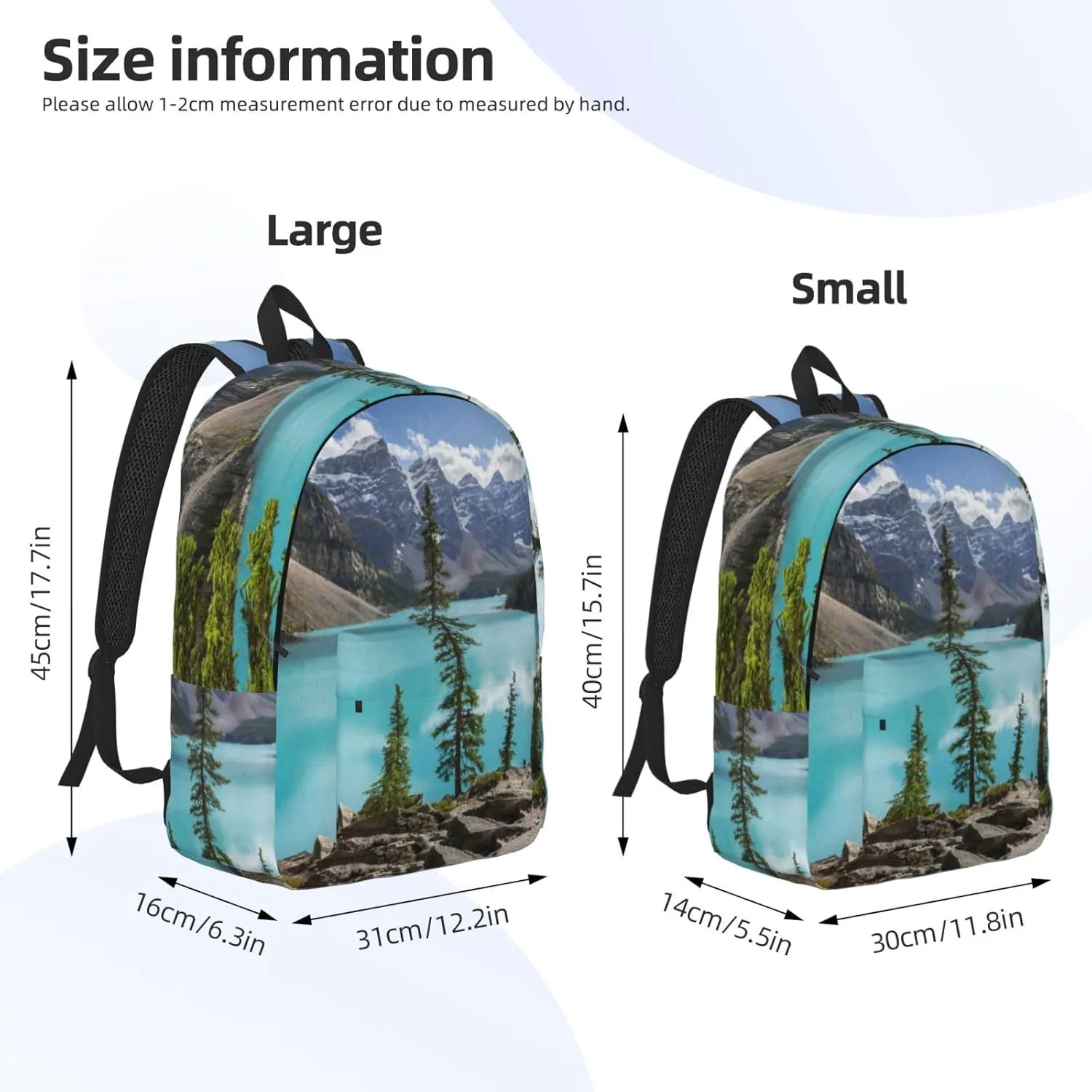 UNIOND Moraine Lake and the Valley Printed Canvas Backpack Laptop Backpack Large Capacity Bag for Travel Office