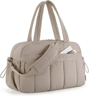 Unisex Adults Brown Medium Duffel Bag, Weekend Travel Bag, 16.5 x 7.5 x 11.8 inches, Water Resistant, 5 Pockets