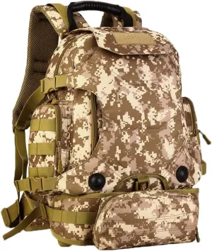 UNISTRENGH 40-litre Multi-Functional Tactical Backpacks Outdoor Trekking Pack Duffle Bag Urban Backpacks with Cycling Fanny Waist Bag (Desert Camouflage)