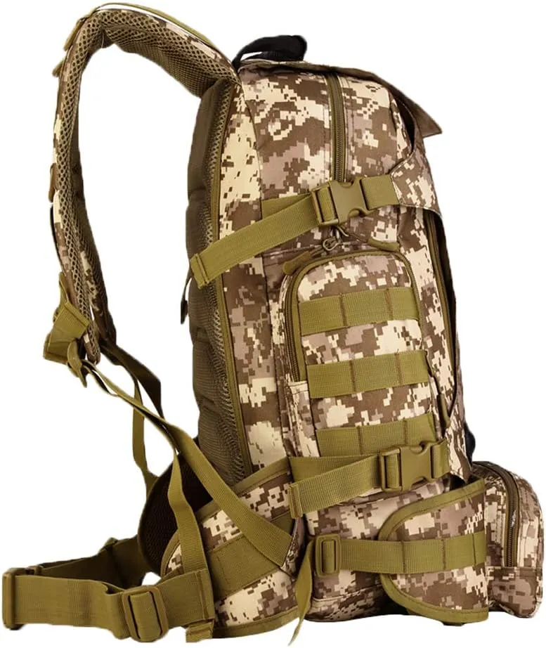 UNISTRENGH 40-litre Multi-Functional Tactical Backpacks Outdoor Trekking Pack Duffle Bag Urban Backpacks with Cycling Fanny Waist Bag (Desert Camouflage)