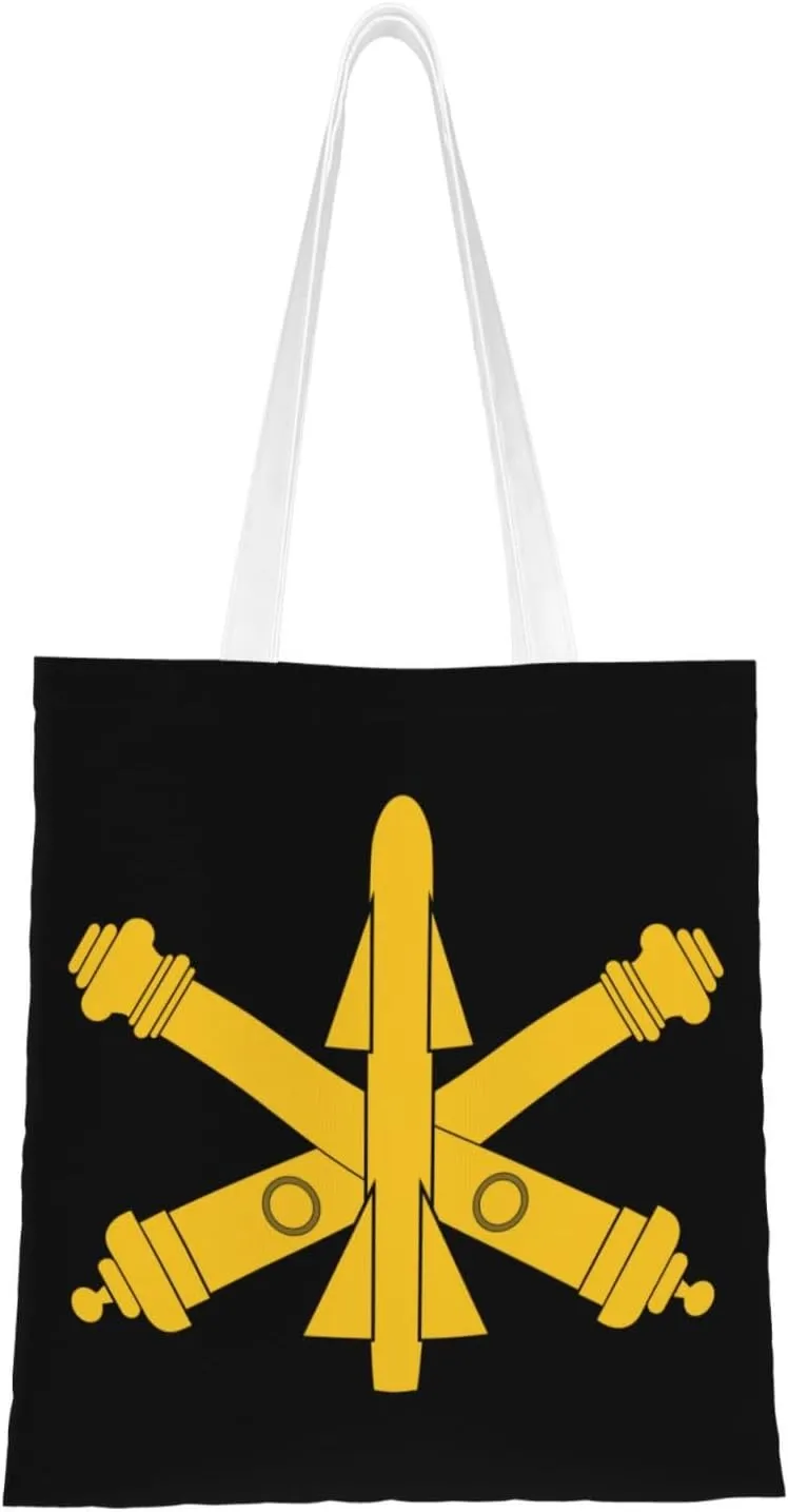 United States Army Air Defense Artillery Branch Insignia Tote Bag for Women Canvas Shopping Bags Reusable Large Capacity Casual Shoulder Handbags Grocery Bags DIY Gift Bags