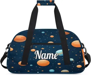 Universe Solar System Personalized Dance Bag for Girls Boys Sport Duffel Bag with Your Name Kids Gymnastics Travel Bags