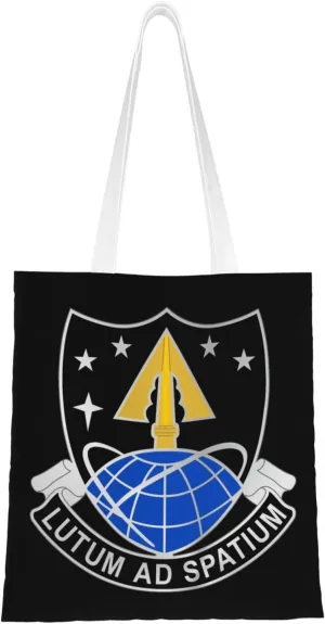 U.S. Space Command Distinctive Unit Insignia Tote Bag for Women Canvas Shopping Bags Reusable Beach Bag Grocery Bags Tote Shoulder Bag Gift Bags