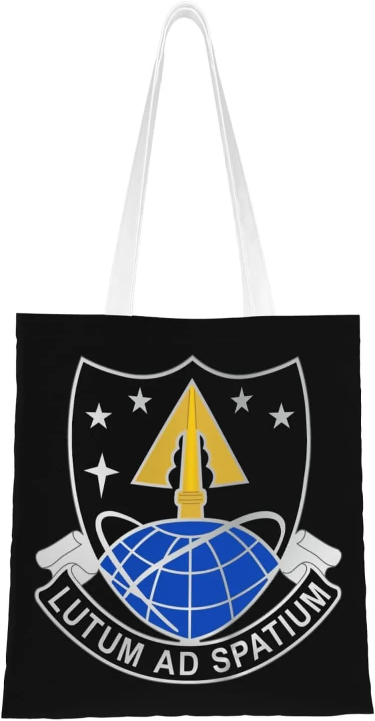 U.S. Space Command Distinctive Unit Insignia Tote Bag for Women Canvas Shopping Bags Reusable Beach Bag Grocery Bags Tote Shoulder Bag Gift Bags