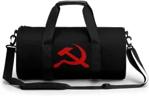 USSR Hammer Logo Cylindrical Gym Duffle Bag Foldable Weekender Bags Lightweight Travel Handbag