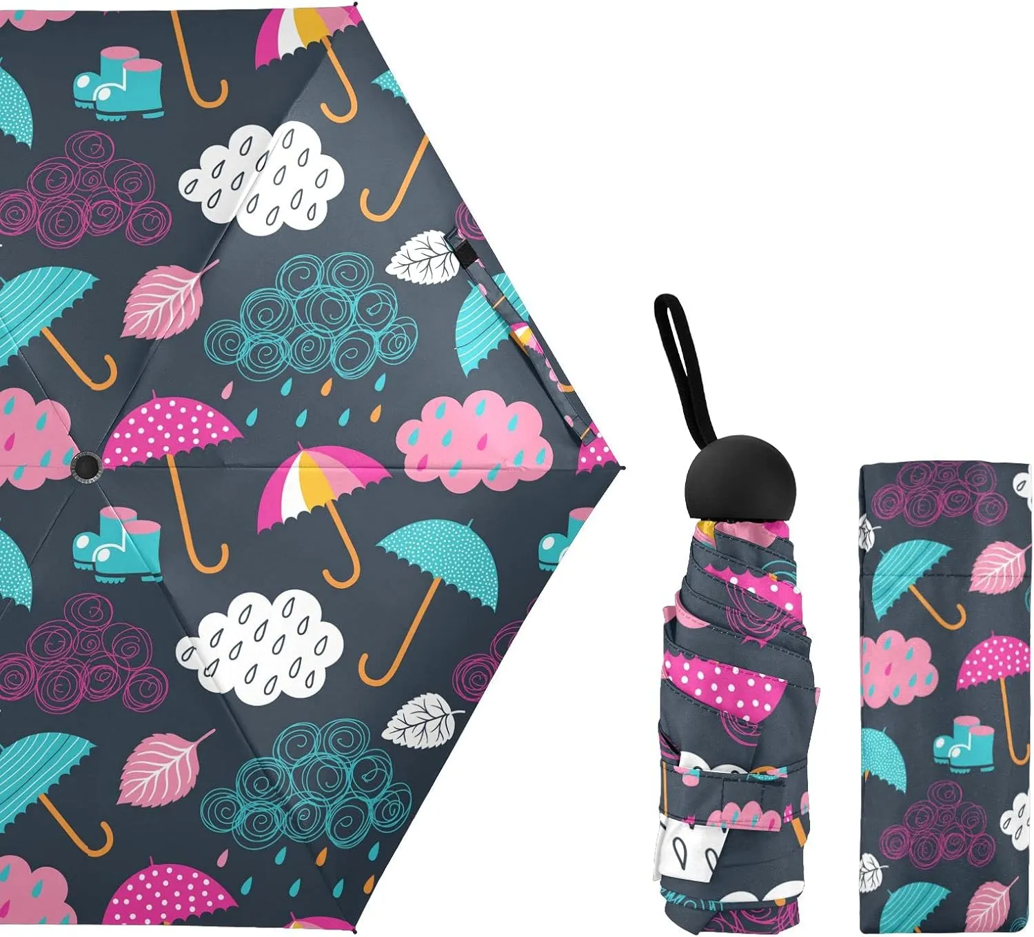 UV Sun Umbrella Compact Folding Travel Umbrella for 99% UV Protection Windproof Rainproof Small Light Fashion Parasol for Men and Women Gift Flower