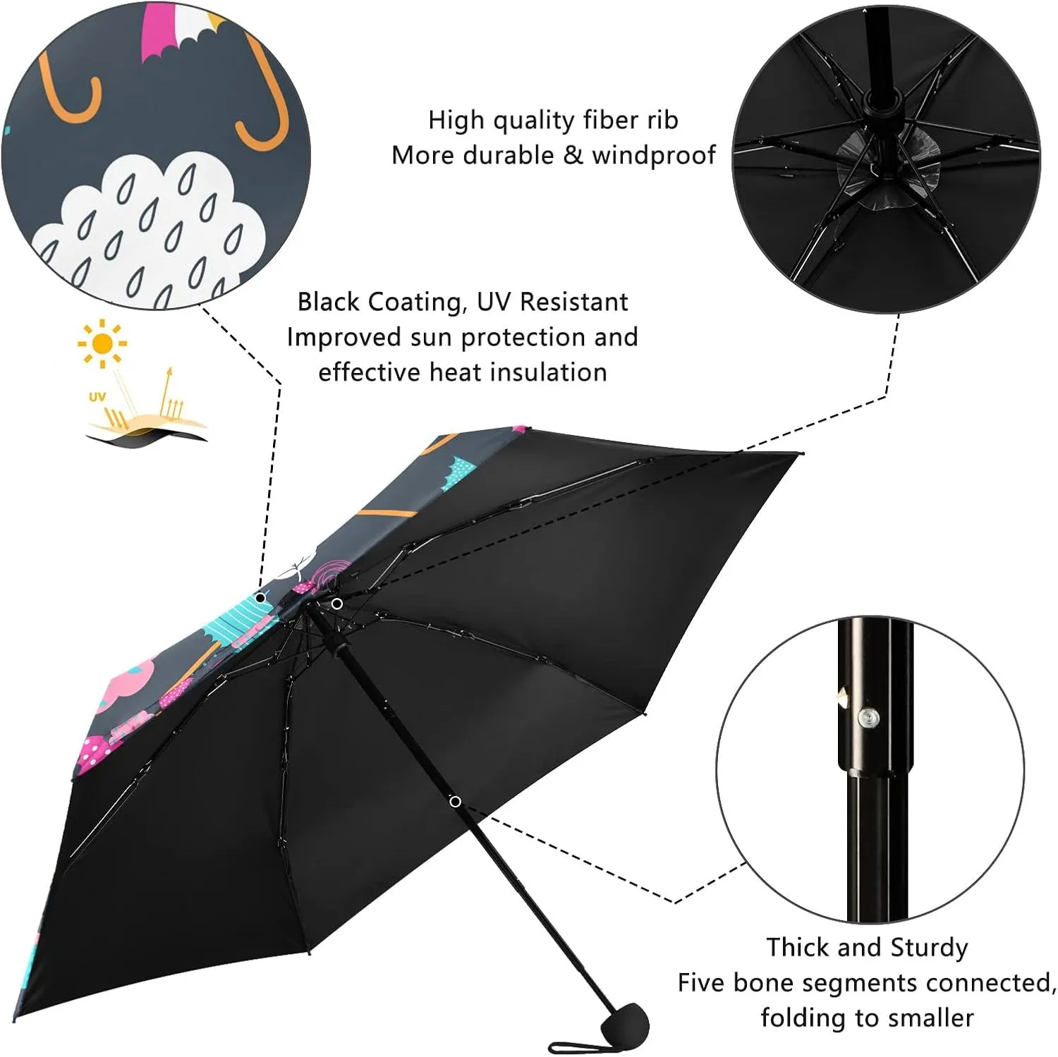 UV Sun Umbrella Compact Folding Travel Umbrella for 99% UV Protection Windproof Rainproof Small Light Fashion Parasol for Men and Women Gift Flower