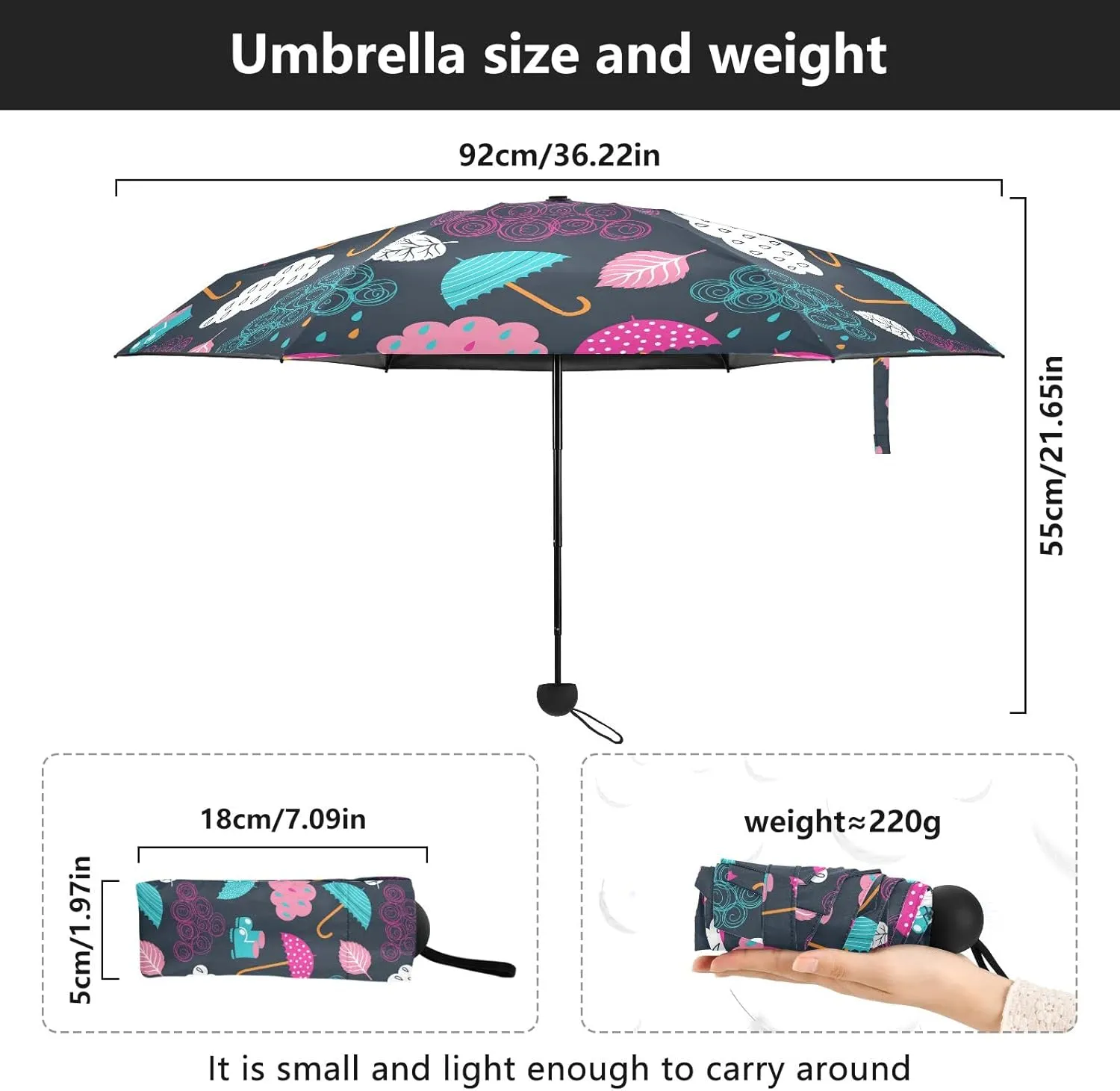 UV Sun Umbrella Compact Folding Travel Umbrella for 99% UV Protection Windproof Rainproof Small Light Fashion Parasol for Men and Women Gift Flower