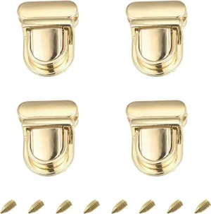 uxcell Turn Lock Clasp, 33mm x 26mm Zinc Alloy Purse Thumb Lock Bag Press Closure Buckle for DIY Handbag Wallet Crafts Making 4Pcs(Light Gold)