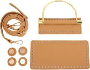 UxicRuya DIY PU Leather Crochet Bag Gift Carry Handle for Handbag Tote Party Mother Day, Brown