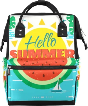 Vacation Relaxation Sun Concept Diaper Bag Tote Large Capacity Waterproof with Adjustable Shoulder Strap and Pram Straps Mommy Bag for Hospital Beach Weekender Travel