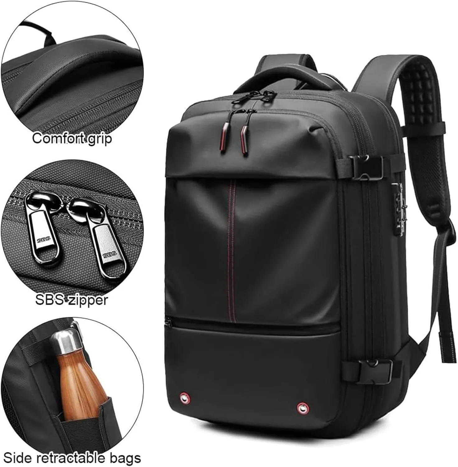 Vacpack Backpack, vacuum backpack, 60L Vacuum Compress Pack Expandable Backpack, Waterproof And Anti-Theft Travel(Black,With vacuum pump)