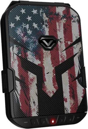VAULTEK LifePod Secure Waterproof Travel Case Rugged Electronic Lock Box Travel Organizer Portable Handgun Case with Backlit Keypad (Spartan Flag)