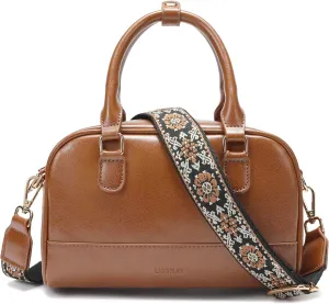 Vegan Leather Boston Bag For Women Vintage Top Handle Satchel Purse Hobo Shoulder Barrel Satchel Handbags