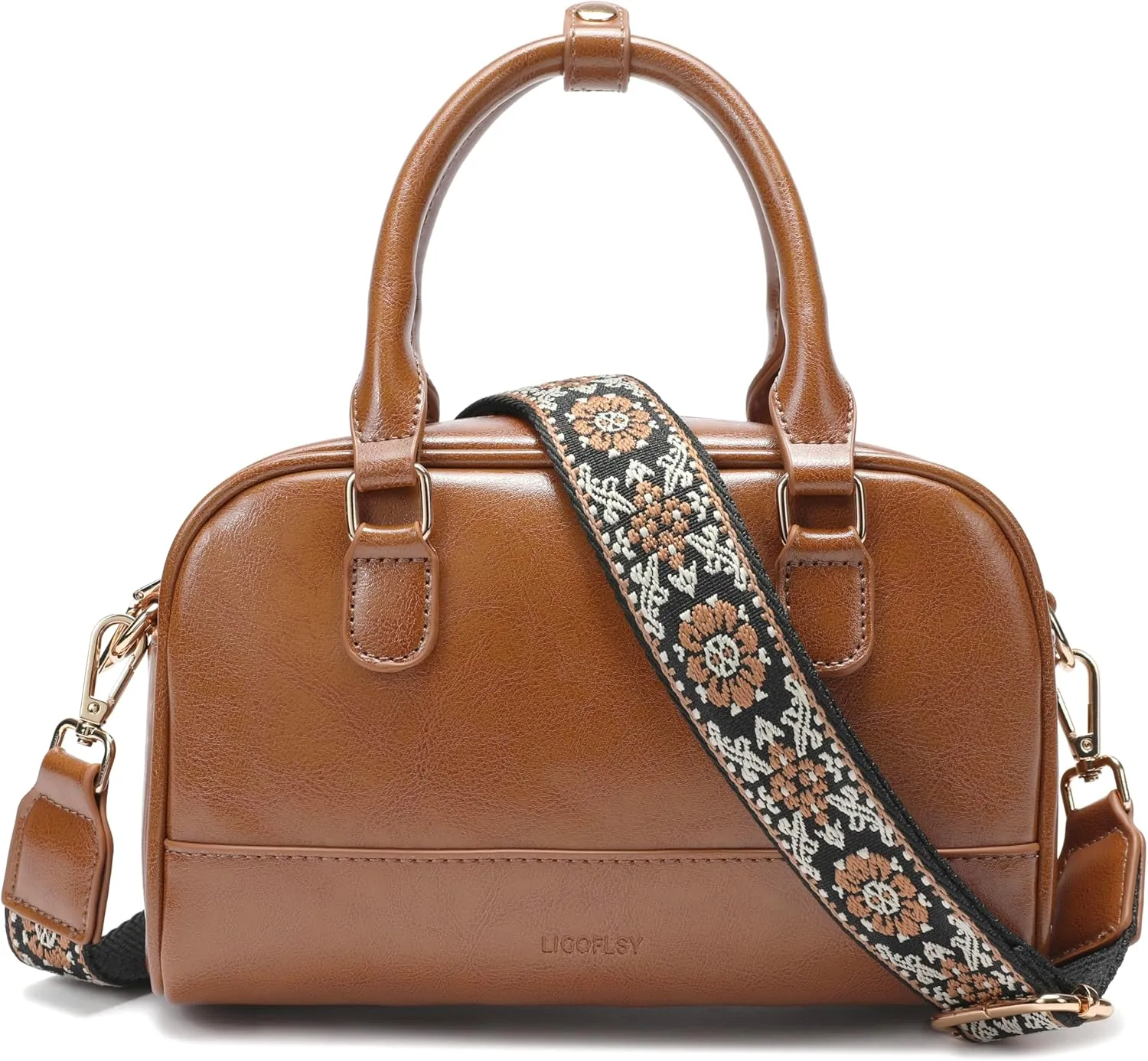 Vegan Leather Boston Bag For Women Vintage Top Handle Satchel Purse Hobo Shoulder Barrel Satchel Handbags