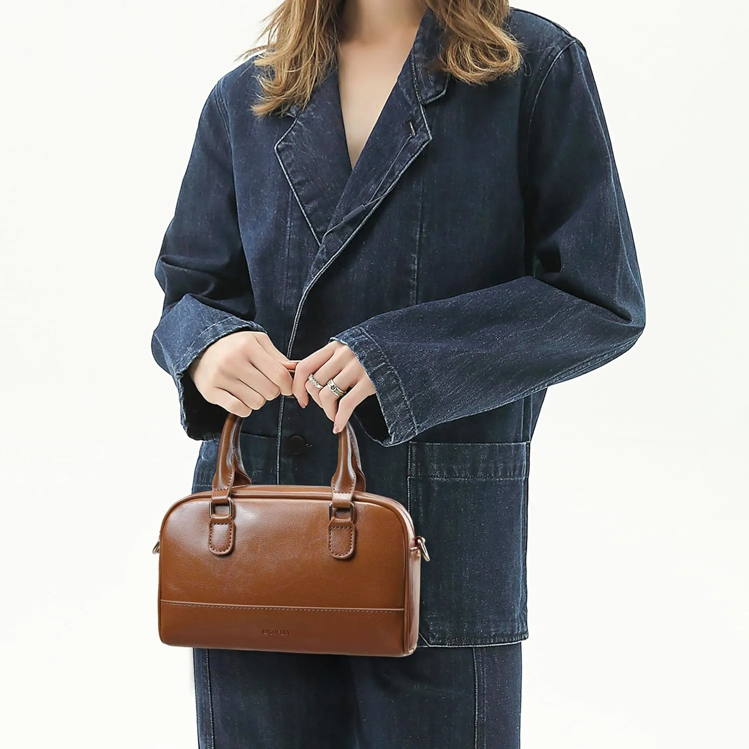 Vegan Leather Boston Bag For Women Vintage Top Handle Satchel Purse Hobo Shoulder Barrel Satchel Handbags