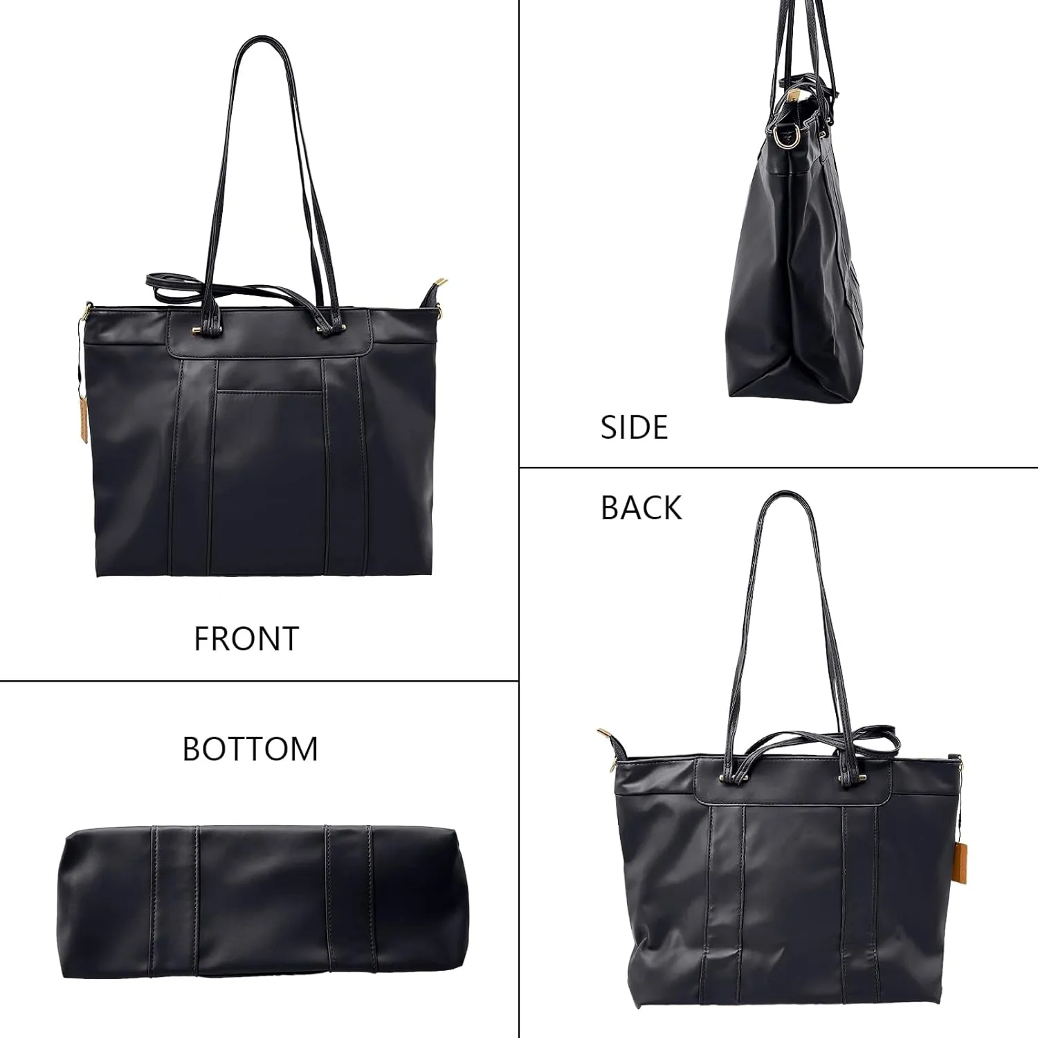 Vegan Leather Laptop Tote for Women, Work Bag with Padded Laptop Sleeve & Top Handles