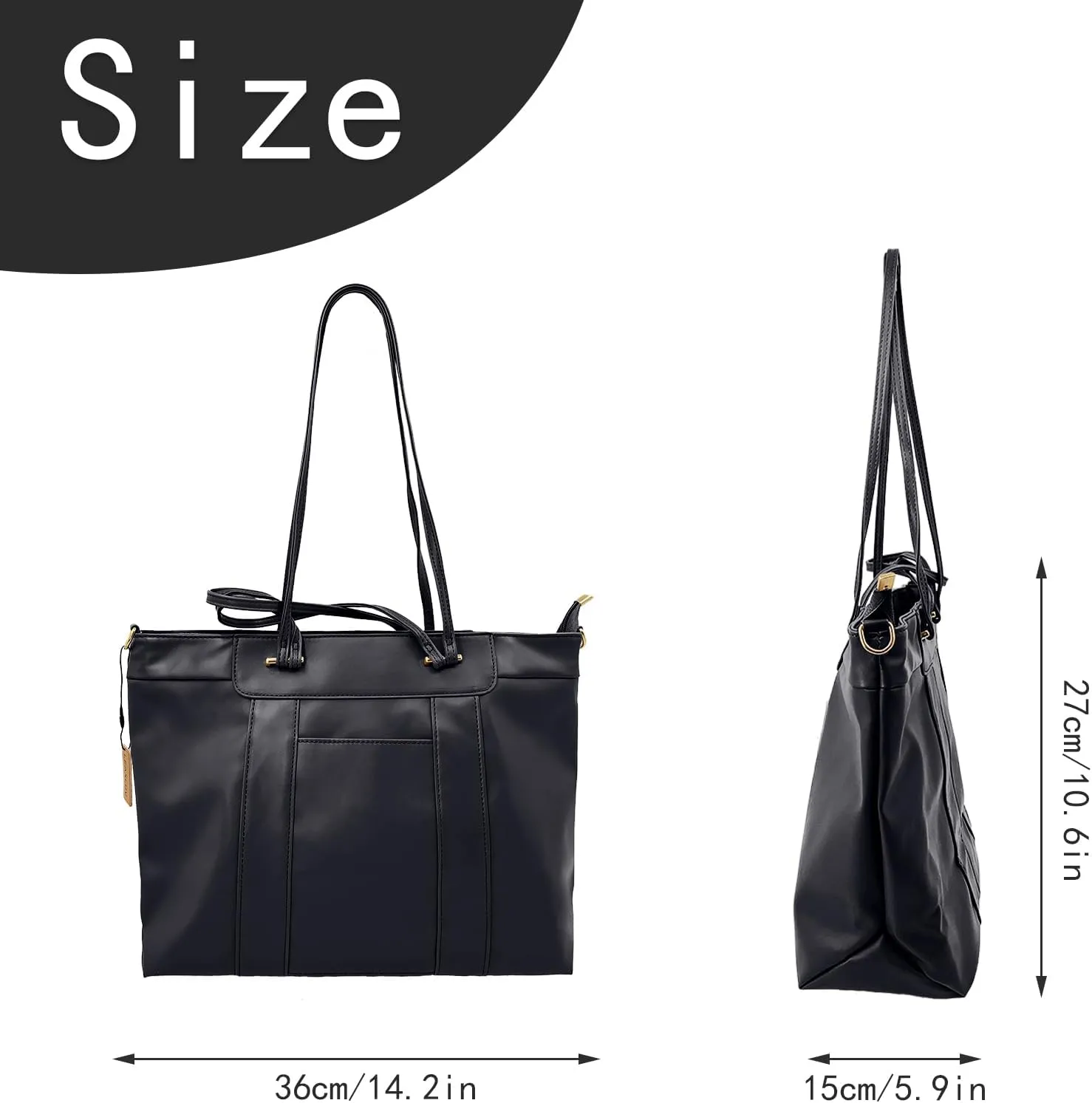 Vegan Leather Laptop Tote for Women, Work Bag with Padded Laptop Sleeve & Top Handles