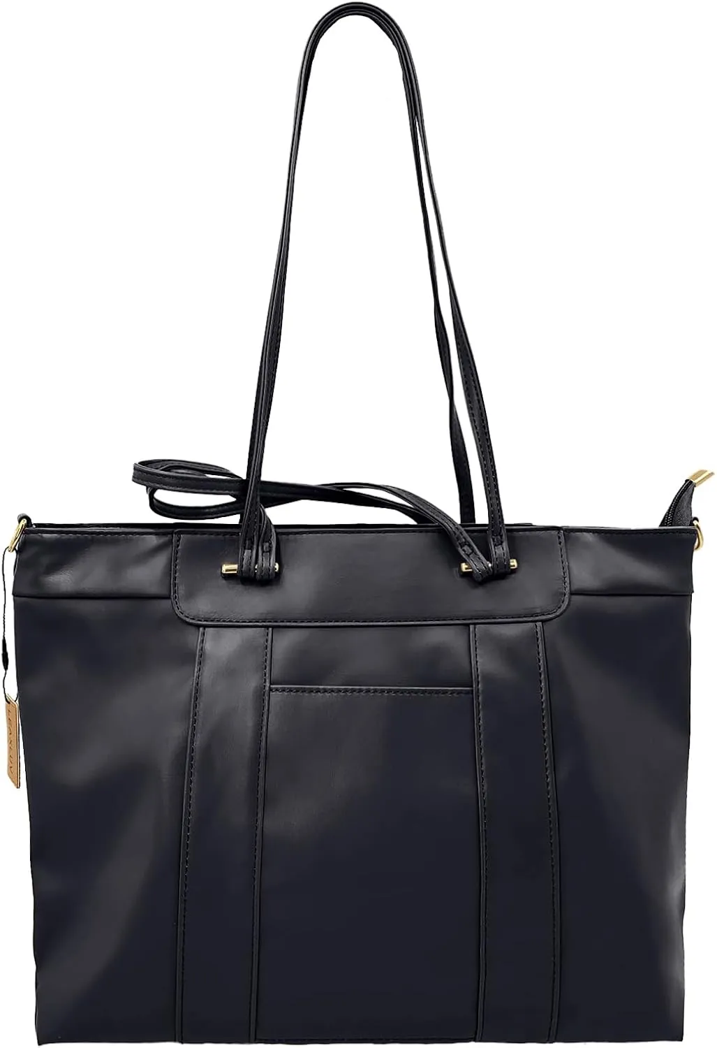 Vegan Leather Laptop Tote for Women, Work Bag with Padded Laptop Sleeve & Top Handles