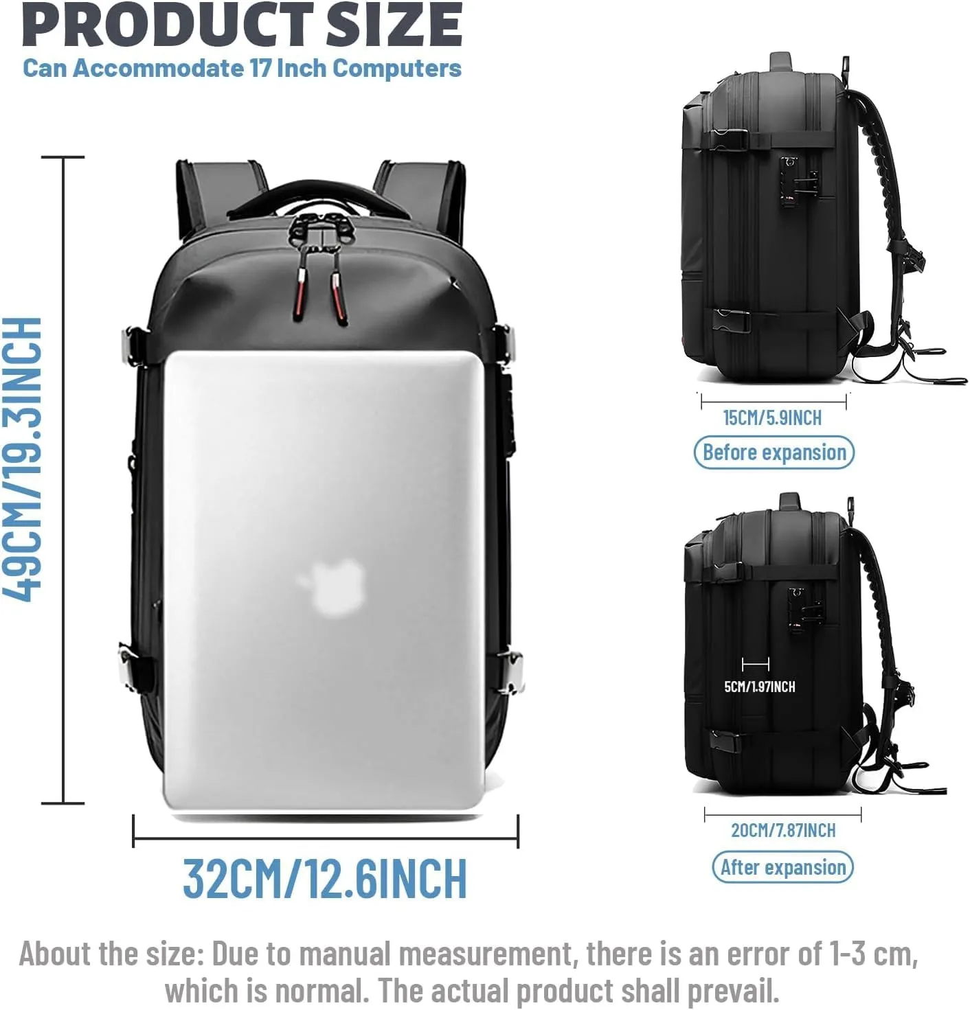Venator Vacuum Travel Bag (60 L), Equipped with 1200 Mah Electric Air Pump, Large Capacity Travel Backpack, Anti-Theft (Green)