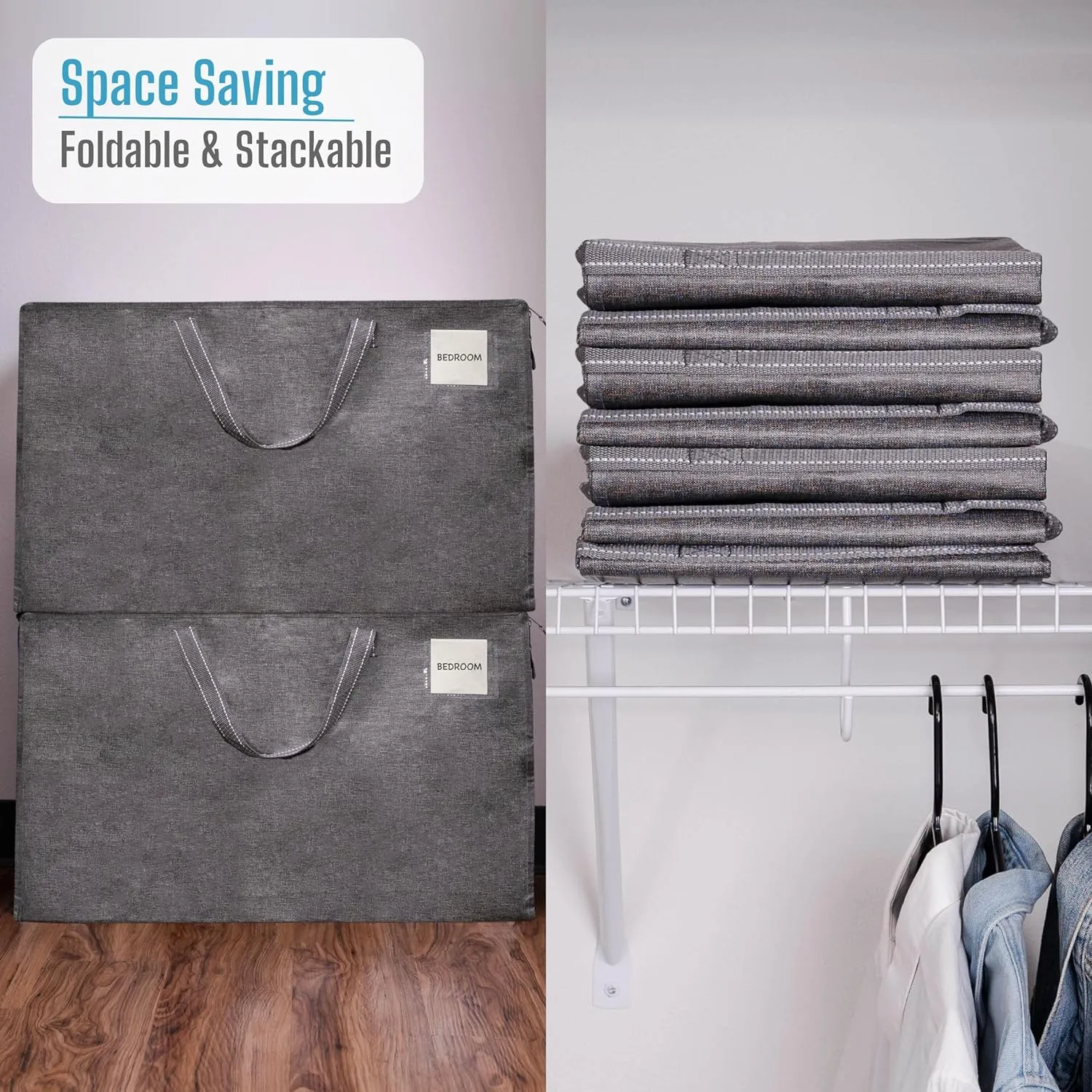 VENO 10 Pack Moving and Storage Bags, Heavy Duty, Alternative to Moving Boxes, Large Packing Totes Supplies for College Dorm Room with Zipper for Clothes, Wide Open Design (Dark Gray, 10 Pack)
