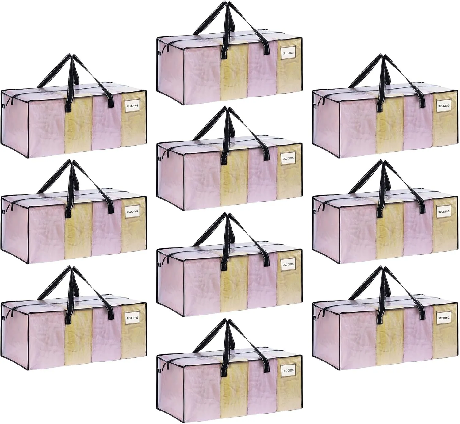 VENO 10 Pack Moving Bags Extra Large Storage Bags for College Move-In, Heavy-Duty Storage Totes, Packing Boxes, and Wardrobe Moving Supplies - Durable Laundry Bags for Clothes (Clear, 10 Pack)